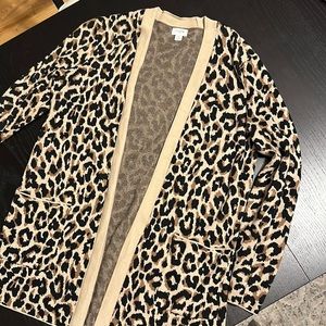 J Crew long line cardigan, leopard print